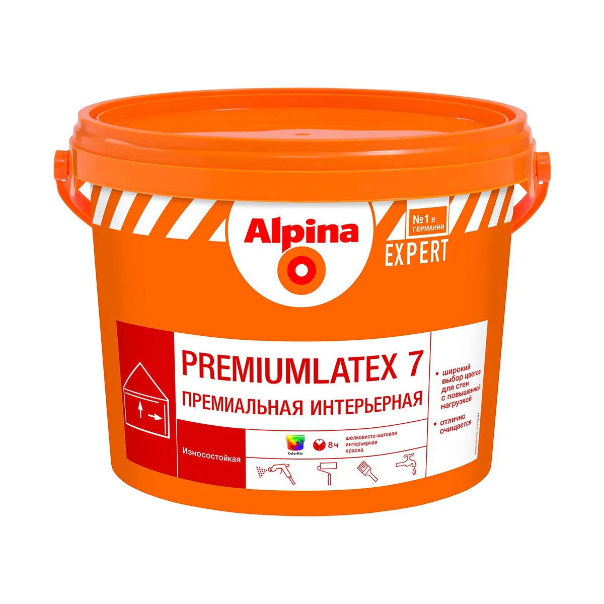 КРАСКА ИНТЕРЬЕРНАЯ "EXPERT PREMIUMLATEX 7" БАЗА 3 (БЕСЦВЕТНАЯ) 9,4 Л (1) "ALPINA"