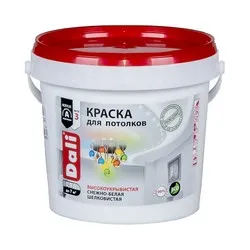 КРАСКА АКРИЛОВАЯ "DALI" ДЛЯ ПОТОЛКОВ СНЕЖНО-БЕЛАЯ  0,9 Л (1/6) "РОГНЕДА"