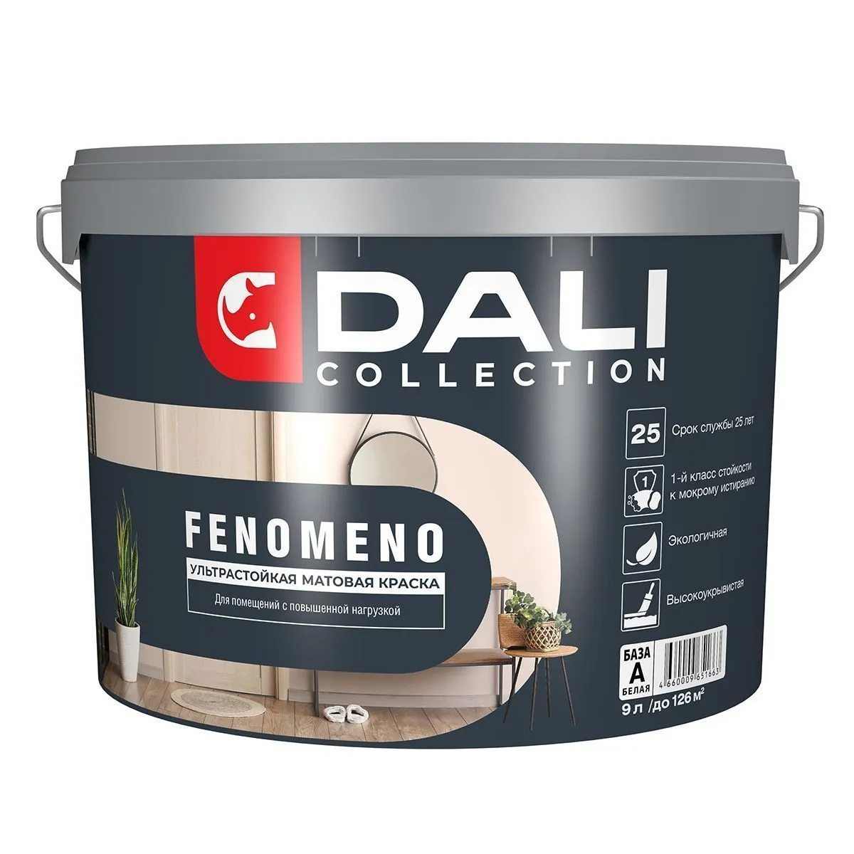 КРАСКА "DALI COLLECTION" FENOMENO ДЛЯ СТЕН И ПОТОЛКОВ УЛЬТРАСТОЙКАЯ БАЗА А 9 Л (1) "РОГНЕДА"