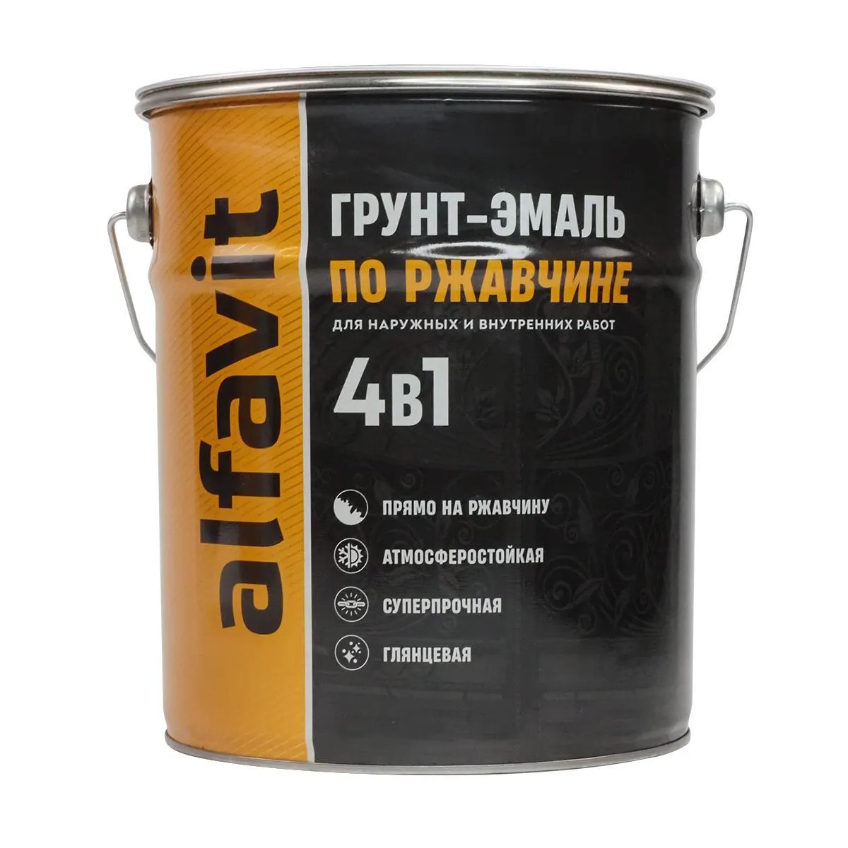 ГРУНТ-ЭМАЛЬ ПО РЖАВЧИНЕ 4 В 1 "ALFAVIT" ГРАФИТ 5 КГ (1/4)