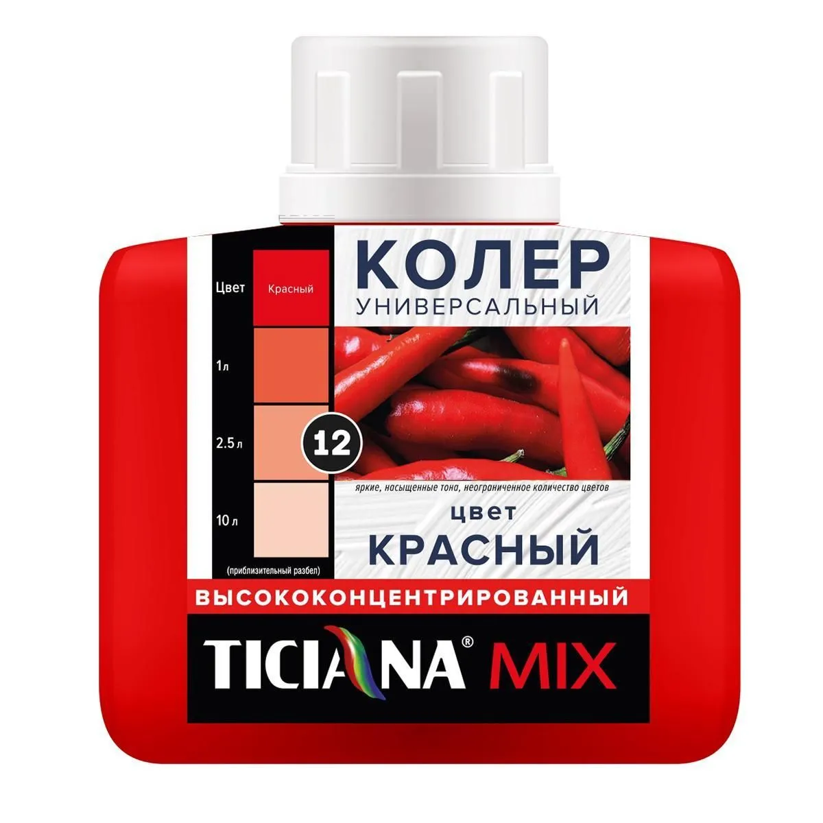 КОЛЕР УНИВЕРСАЛЬНЫЙ №12 КРАСНЫЙ 80 МЛ (12) "TICIANA"