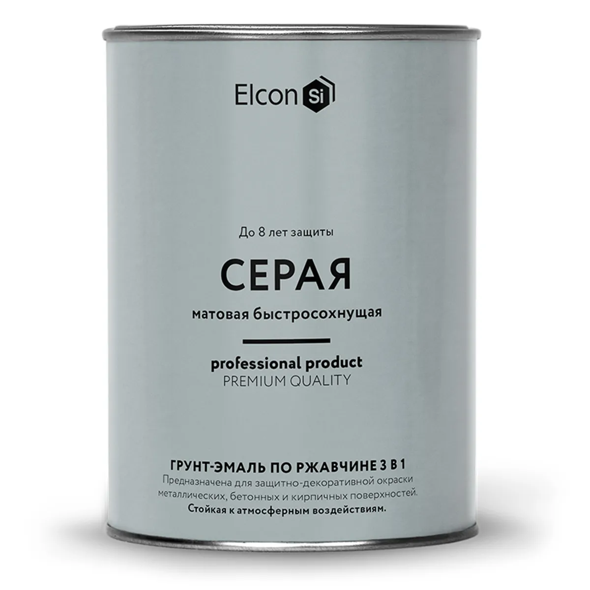 ГРУНТ-ЭМАЛЬ ПО РЖАВЧИНЕ 3 В 1 МАТОВАЯ СЕРАЯ  0,8 КГ (1/12) "ELCON"