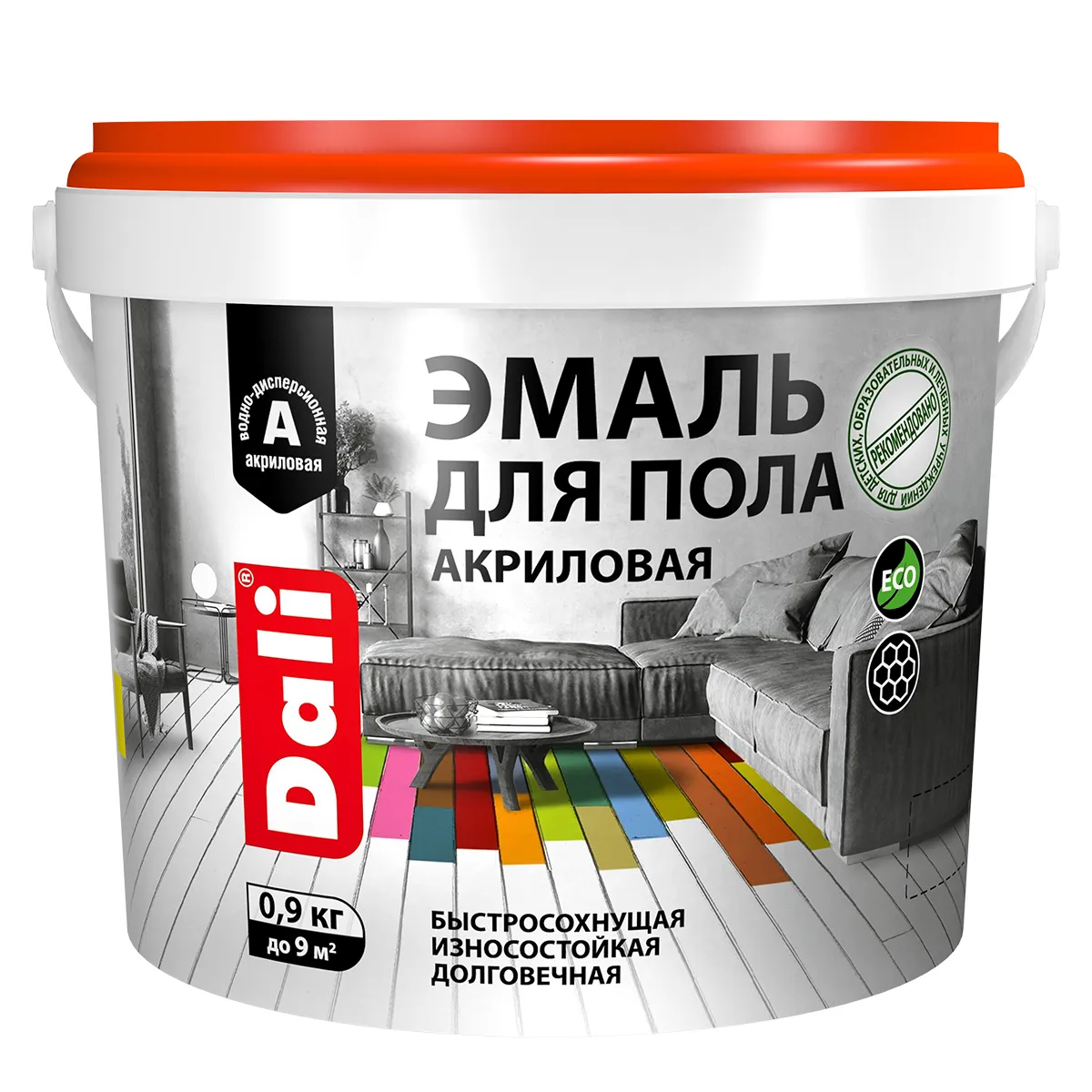 ЭМАЛЬ ДЛЯ ПОЛА АКРИЛОВАЯ "DALI" БЕЖЕВАЯ  0,9 КГ (1/6) "РОГНЕДА"
