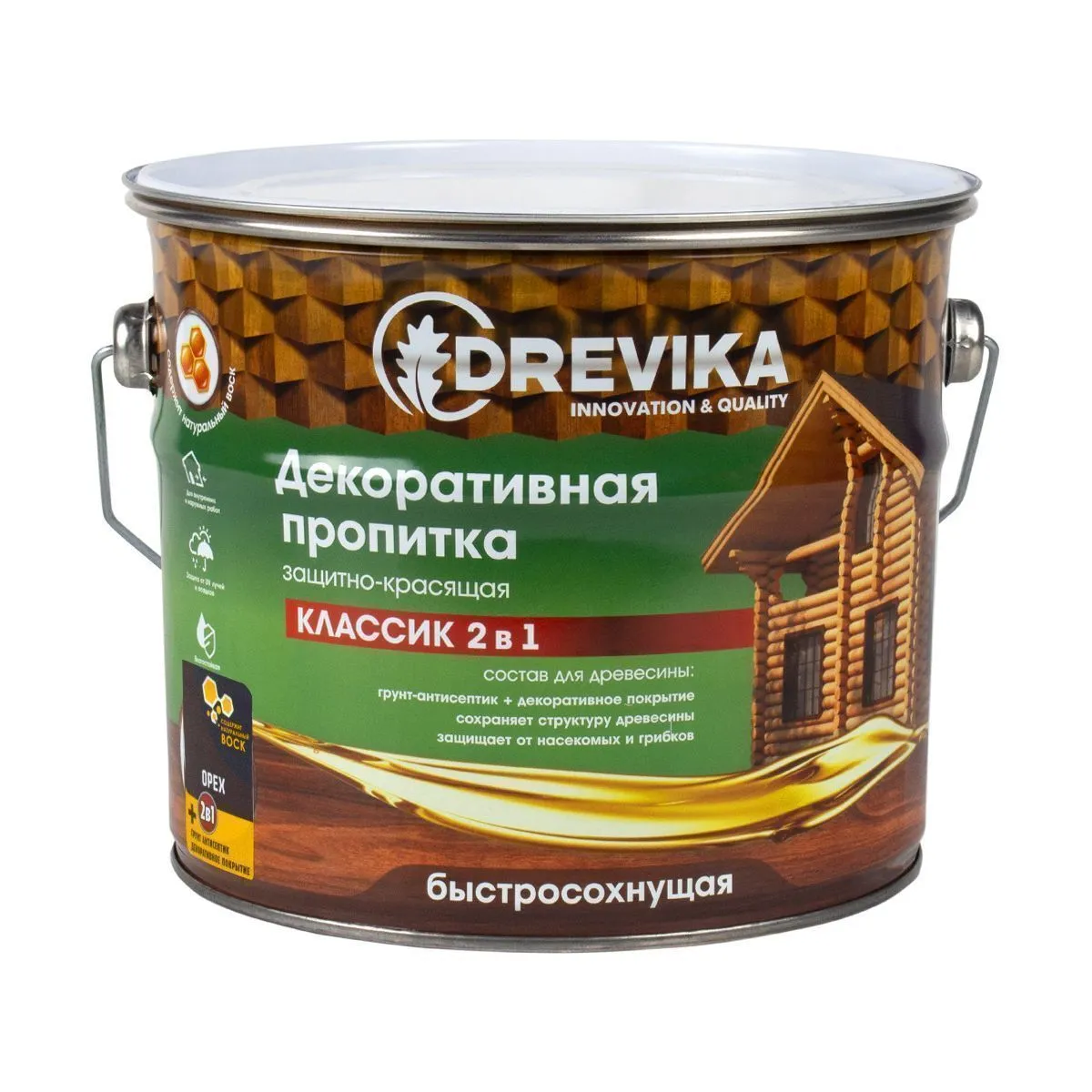 ПРОПИТКА ДЕКОРАТИВНАЯ "КЛАССИК 2 В 1" ОРЕХ 2,7 Л (1/4) "DREVIKA"