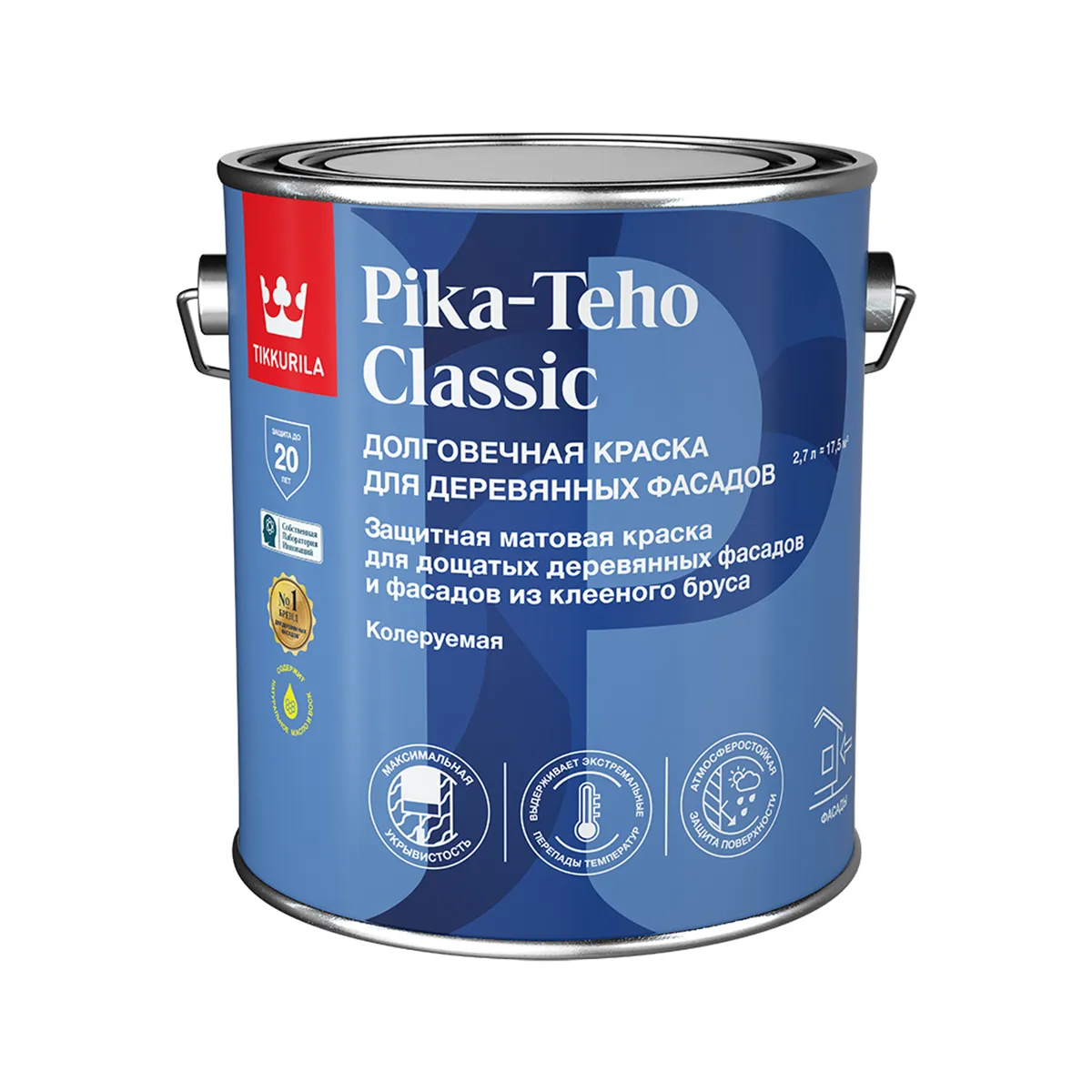 КРАСКА "PIKA-TEHO CLASSIC" БАЗА С  2,7 Л (1/6) ДЛЯ ДЕРЕВЯННЫХ ФАСАДОВ "ТИККУРИЛА"