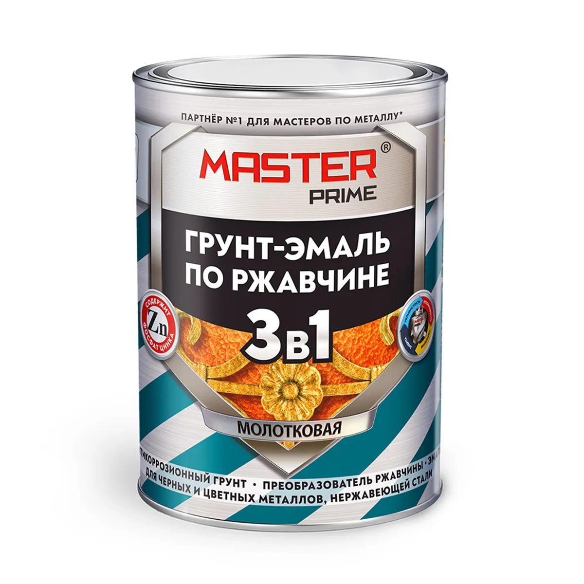 ГРУНТ-ЭМАЛЬ ПО РЖАВЧИНЕ МОЛОТКОВАЯ 3 В 1 СЕРАЯ 0,9 Л (1/14) "MASTER PRIME"