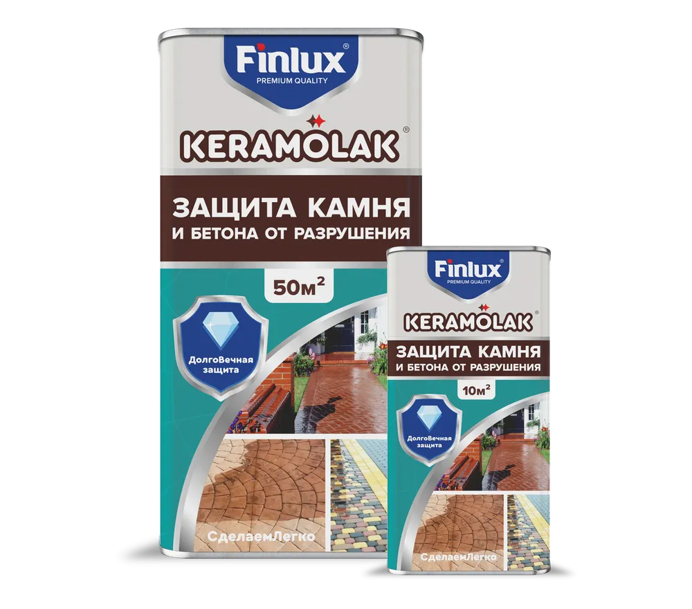 Finlux Keramolak / Финлюкс Керамолак Изоляционное УФ-стойкое керамическое покрытие с эффектом «мокрого камня»  для долгоВечной защиты кирпича брусчатки тротуарной плитки бетона  природного и искусственного камня