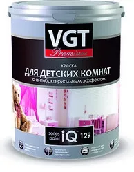 КРАСКА АКРИЛОВАЯ "PREMIUM" ДЛЯ ДЕТСКИХ КОМНАТ  IQ129  БАЗА А  0,8 Л/ 1,2 КГ (1/6) "ВГТ"