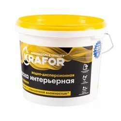 КРАСКА В/Д ЛАТЕКСНАЯ  ИНТЕР. ВЛАГОСТОЙКАЯ  6,5 КГ (1) "KRAFOR"   (ЖЕЛТ.)