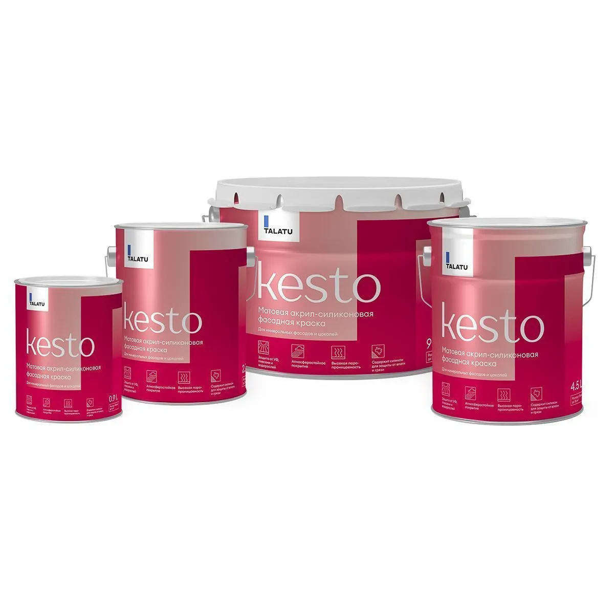 КРАСКА ФАСАДНАЯ "KESTO" БАЗА А 0,9 Л (1/6) "TALATU"