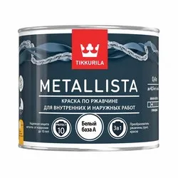КРАСКА ПО РЖАВЧИНЕ  3 в 1 "METALLISTA"  БЕЛАЯ  БАЗА A  0,4 Л (1/24) "ТИККУРИЛА"