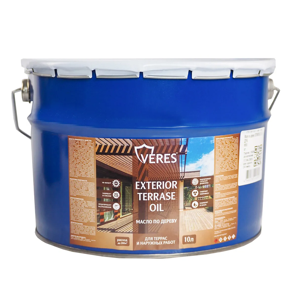 МАСЛО ПО ДЕРЕВУ "EXTERIOR TERRASE OIL" ДЛЯ НАРУЖНЫХ РАБОТ БЕСЦВЕТНЫЙ 10 Л (1) "VERES"