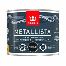 КРАСКА ПО РЖАВЧИНЕ  3 в 1 "METALLISTA"  ЧЕРНАЯ  0,4 Л (1/24) "ТИККУРИЛА"