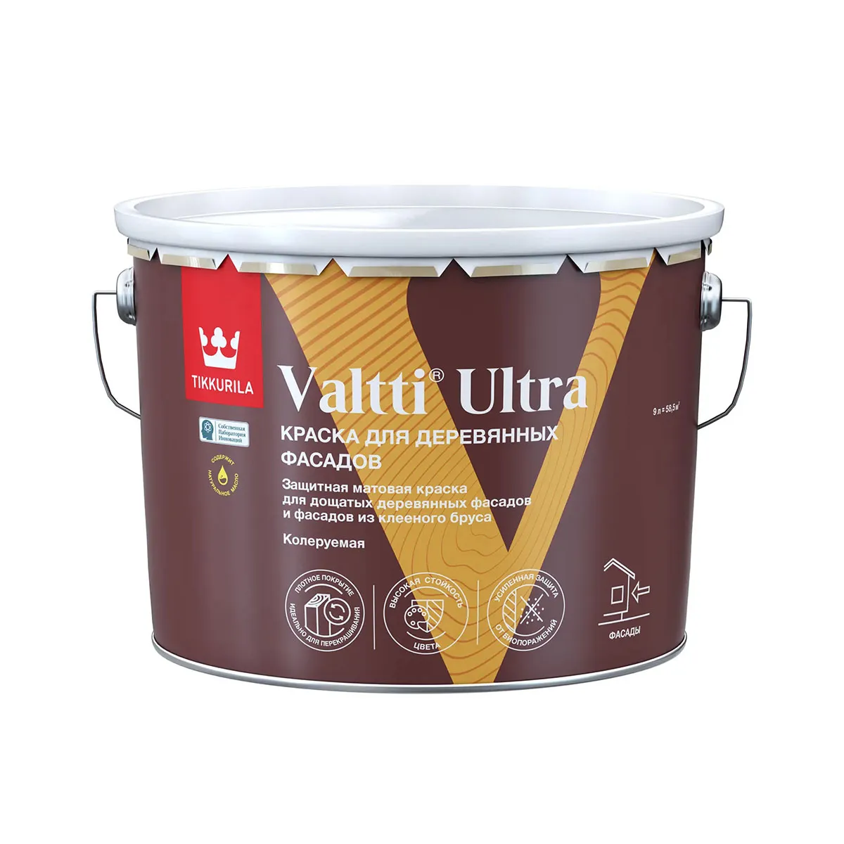 КРАСКА "VALTTI ULTRA" БАЗА C  9 Л (1) ДЛЯ ДЕРЕВЯННЫХ ФАСАДОВ "ТИККУРИЛА"