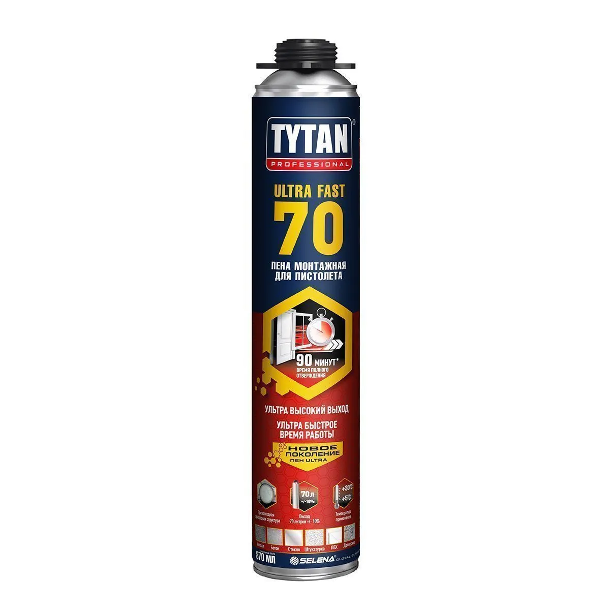 ПЕНА МОНТАЖНАЯ "TYTAN PROFESSIONAL ULTRA FAST 70" ПРОФИ 870 МЛ (12/672)