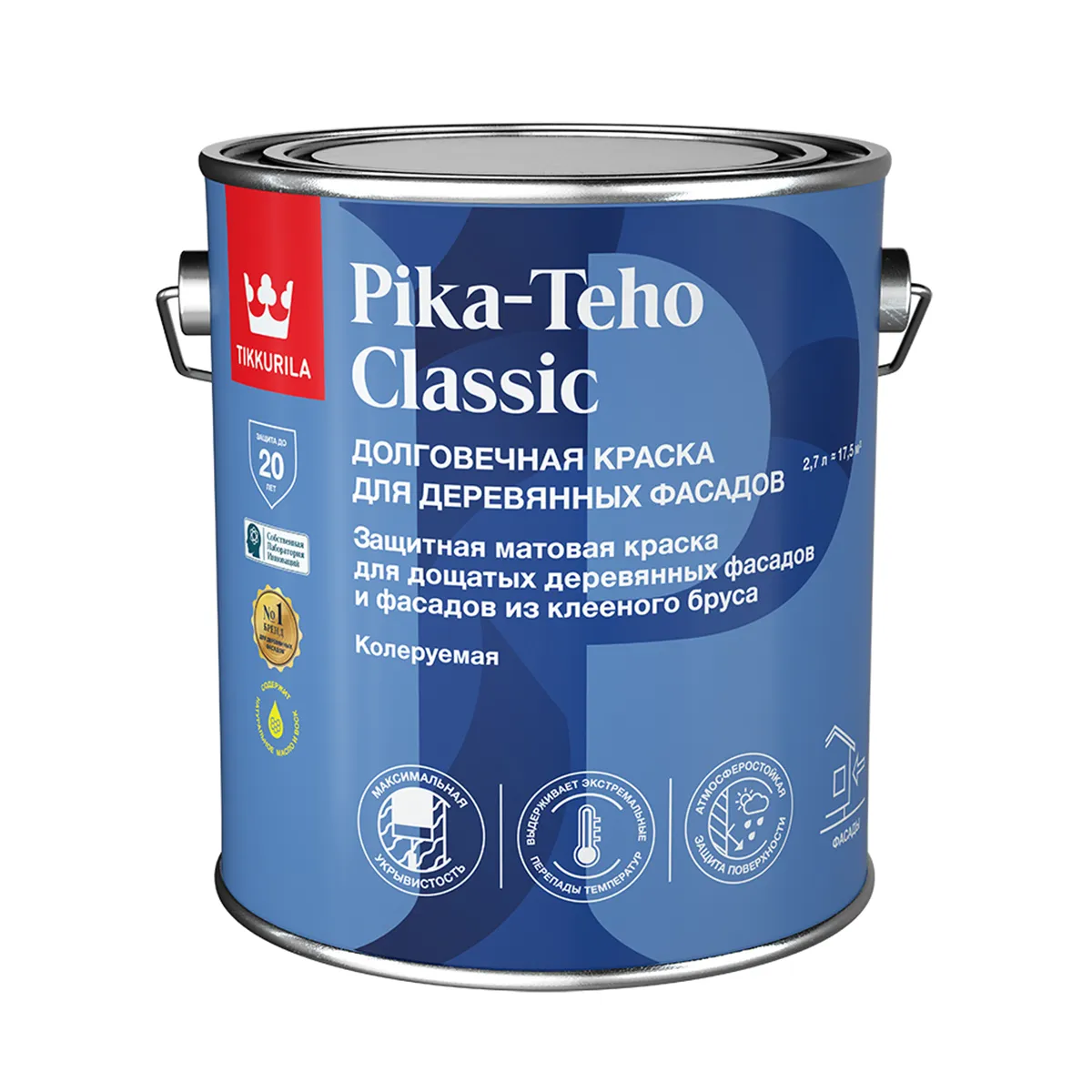 КРАСКА "PIKA-TEHO CLASSIC" БАЗА A  2,7 Л (1/6) ДЛЯ ДЕРЕВЯННЫХ ФАСАДОВ "ТИККУРИЛА"