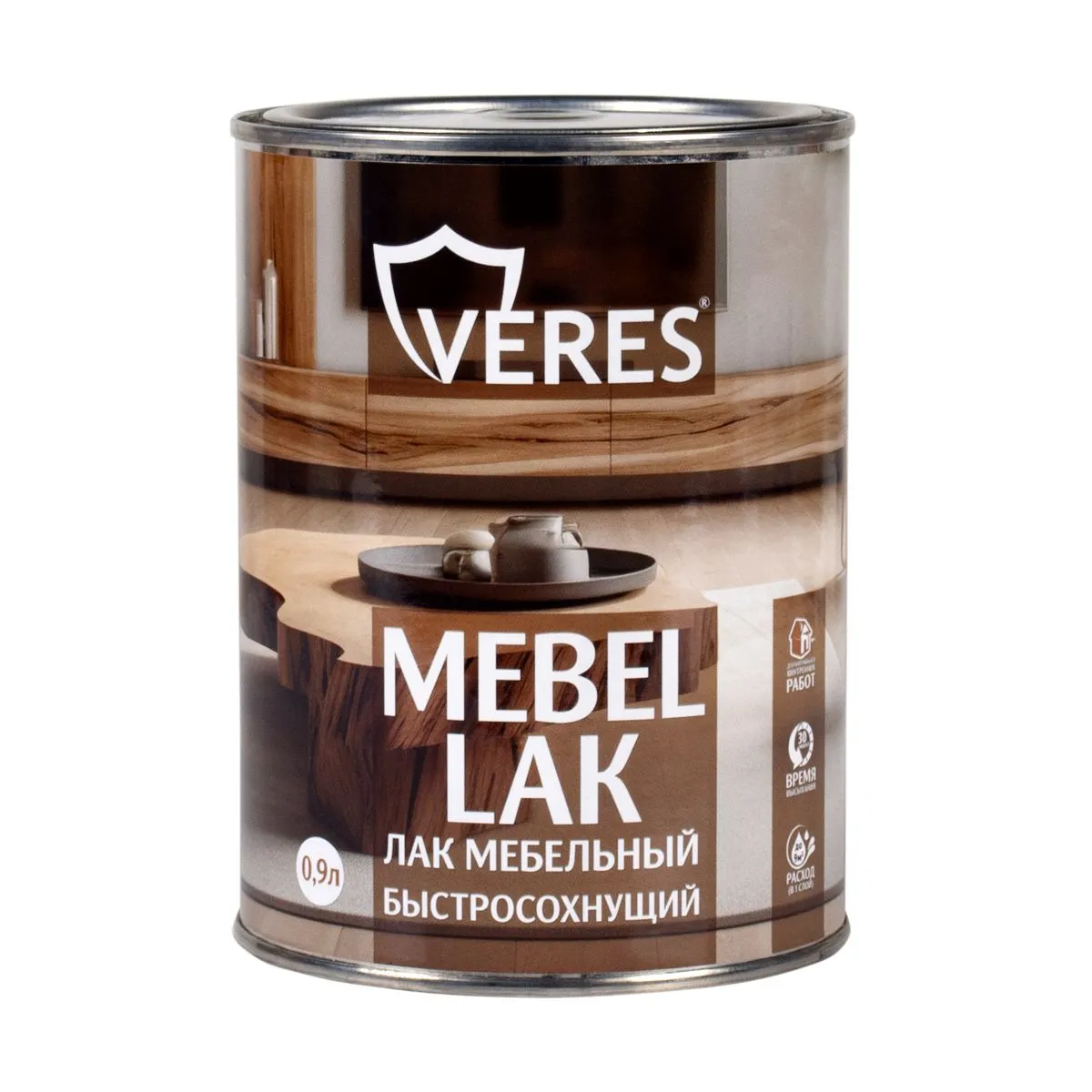 ЛАК МЕБЕЛЬНЫЙ БЫСТРОСОХНУЩИЙ МАТОВЫЙ  0,9 Л (1/14) "VERES"