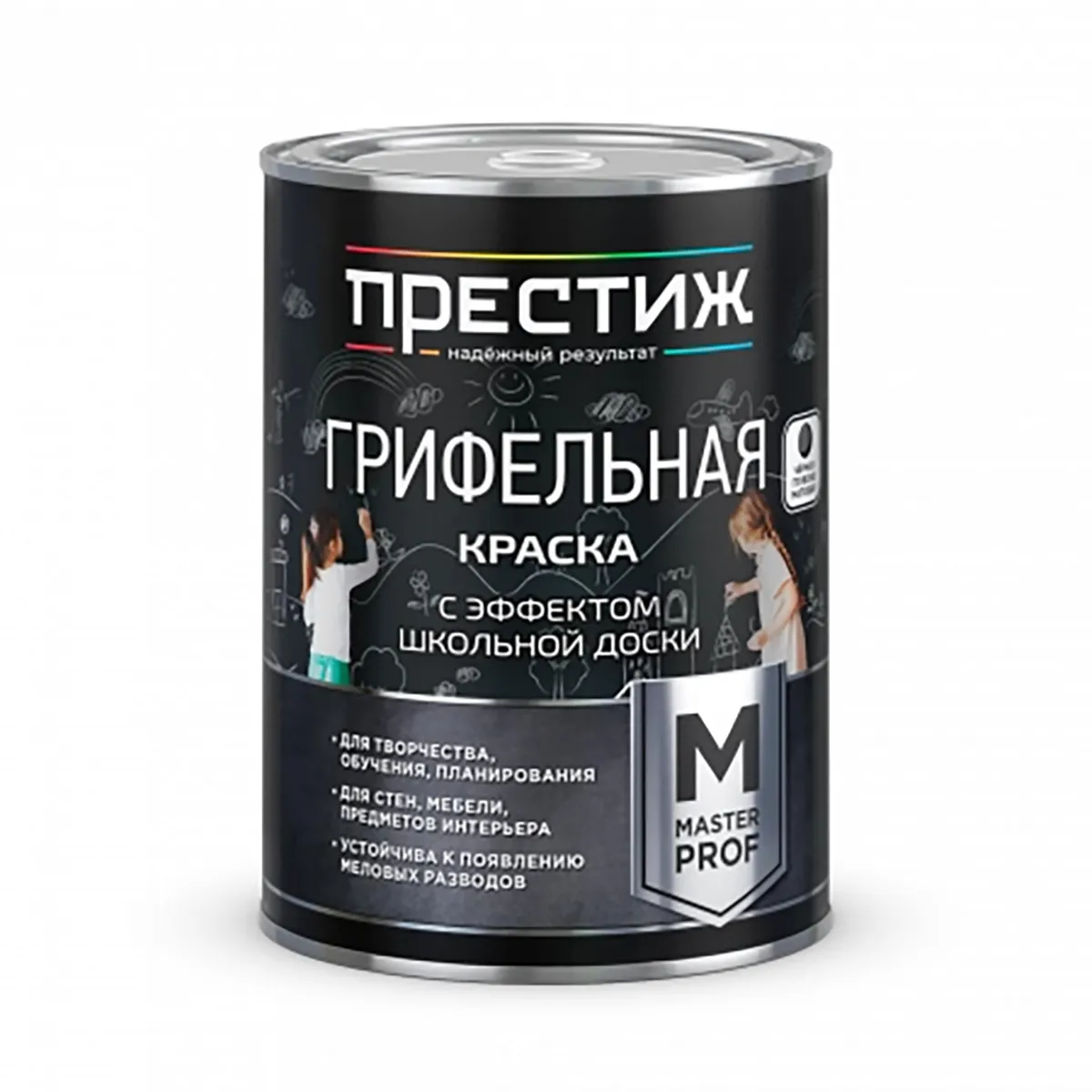 КРАСКА ГРИФЕЛЬНАЯ С ЭФФЕКТОМ ШКОЛЬНОЙ ДОСКИ ЧЕРНАЯ 0,9 КГ (1/6) "ПРЕСТИЖ"