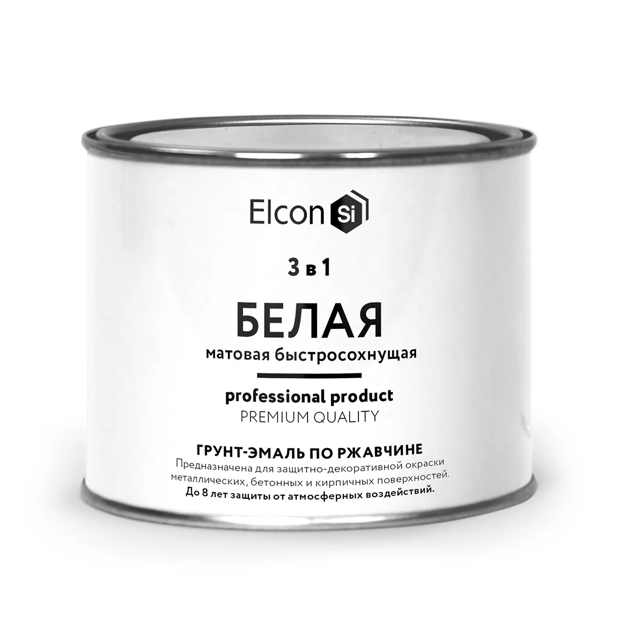 ГРУНТ-ЭМАЛЬ ПО РЖАВЧИНЕ 3 В 1 МАТОВАЯ БЕЛАЯ  0,4 КГ (1/24) "ELCON"