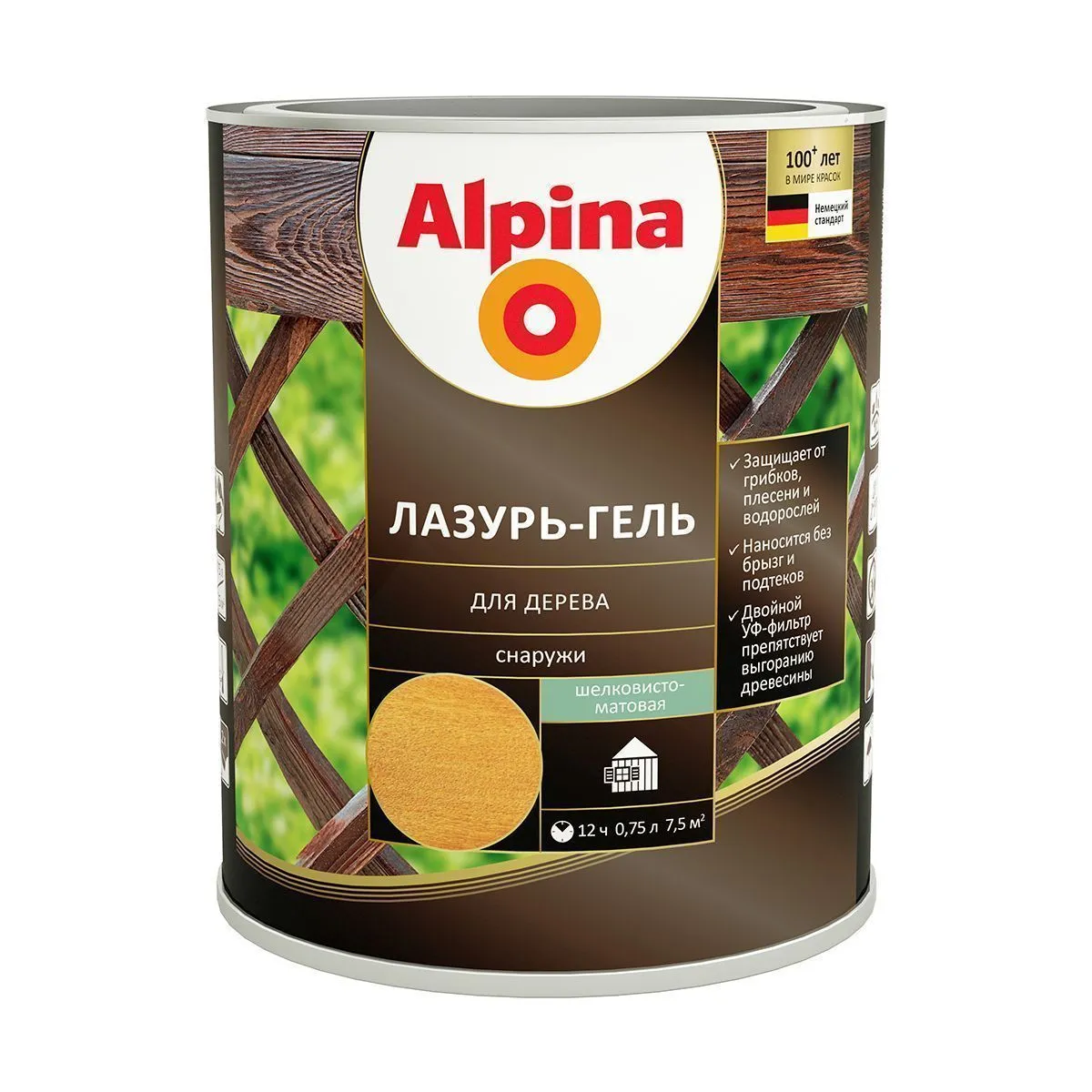ЛАЗУРЬ-ГЕЛЬ ДЕРЕВОЗАЩИТНАЯ КЕДР  0,75 Л (1/6) "ALPINA"