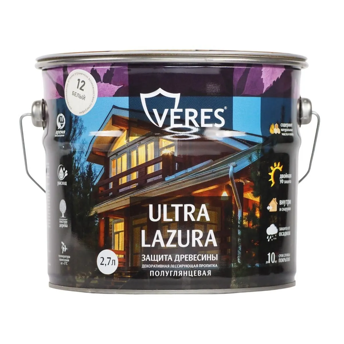ВЕРЕС УЛЬТРА ЛАЗУРА №12 БЕЛЫЙ  2,7 Л (1/4) "VERES" VU-23