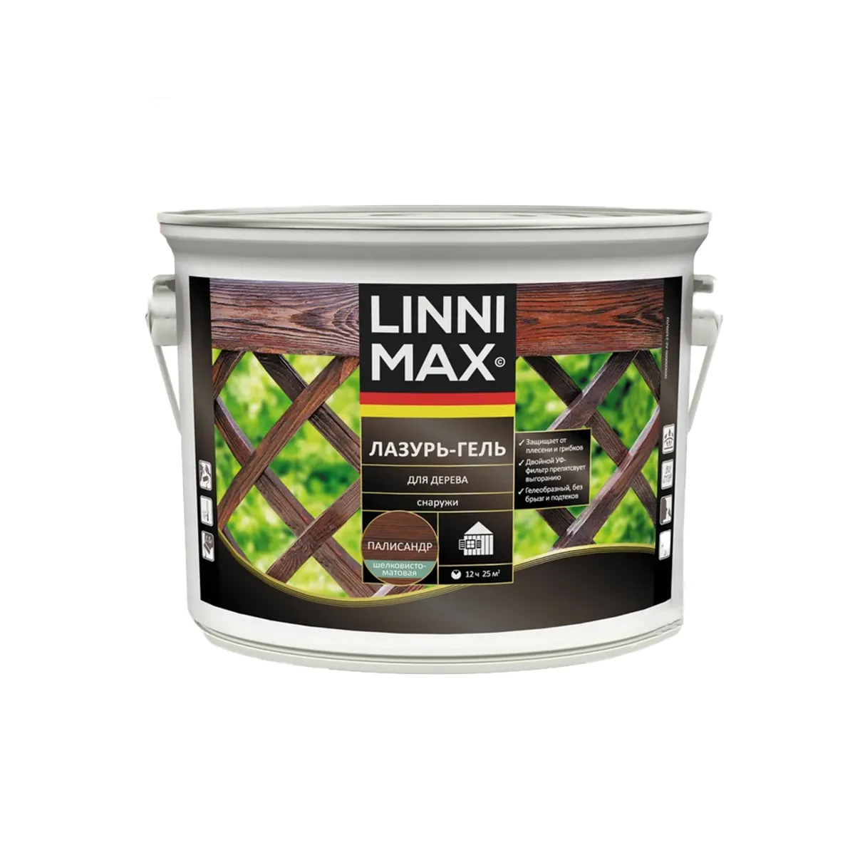ЛАЗУРЬ-ГЕЛЬ ДЕРЕВОЗАЩИТНАЯ ПАЛИСАНДР 2,5 Л (4) "LINNIMAX"