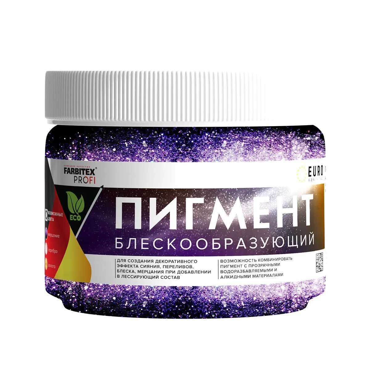 ПИГМЕНТ БЛЕСКООБРАЗУЮЩИЙ ДЛЯ ЛЕССИРУЮЩИХ СОСТАВОВ МЕРЦАНИЕ 0,1 КГ (12) "FARBITEX PROFI"