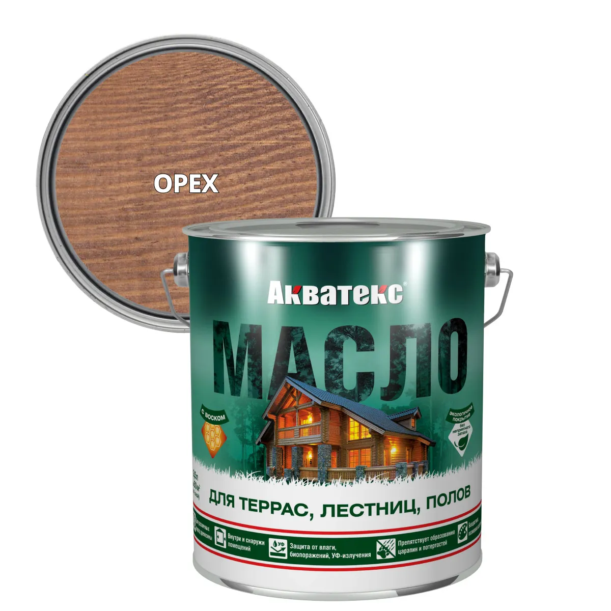 МАСЛО ДЛЯ ТЕРРАС, ЛЕСТНИЦ, ПОЛОВ "АКВАТЕКС" ОРЕХ 2,5 Л (1/4) "РОГНЕДА"