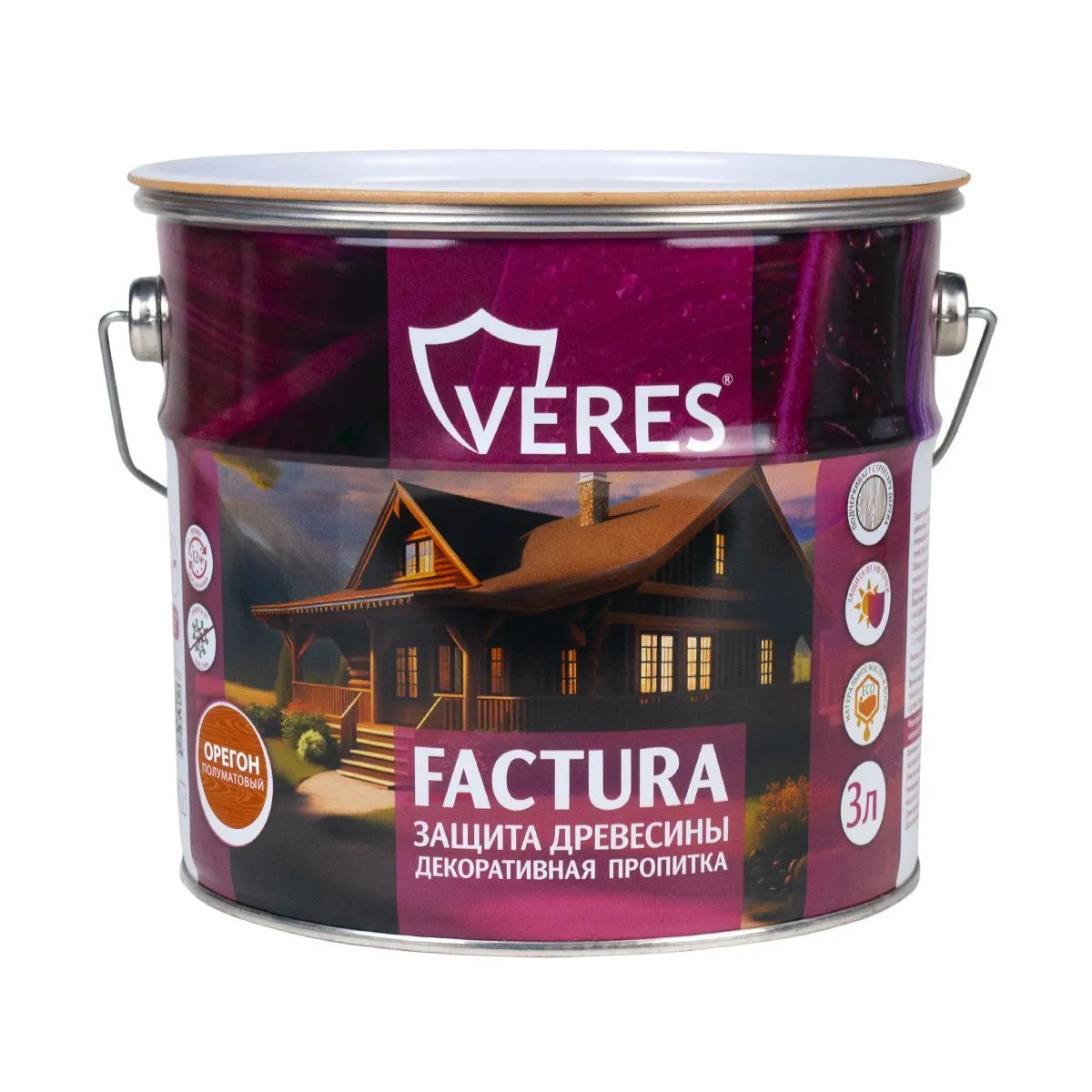 ПРОПИТКА ДЕКОРАТИВНАЯ "FACTURA" ОРЕГОН 3 Л (1/4) "VERES"