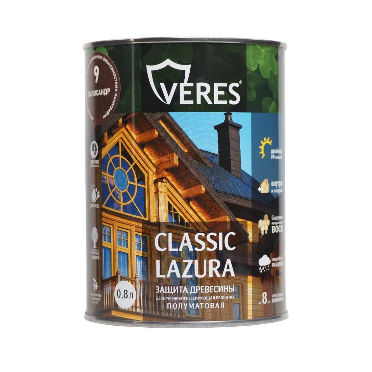 ВЕРЕС КЛАССИК ЛАЗУРА № 9 ПАЛИСАНДР  0,8 Л (1/14) "VERES" VC-22
