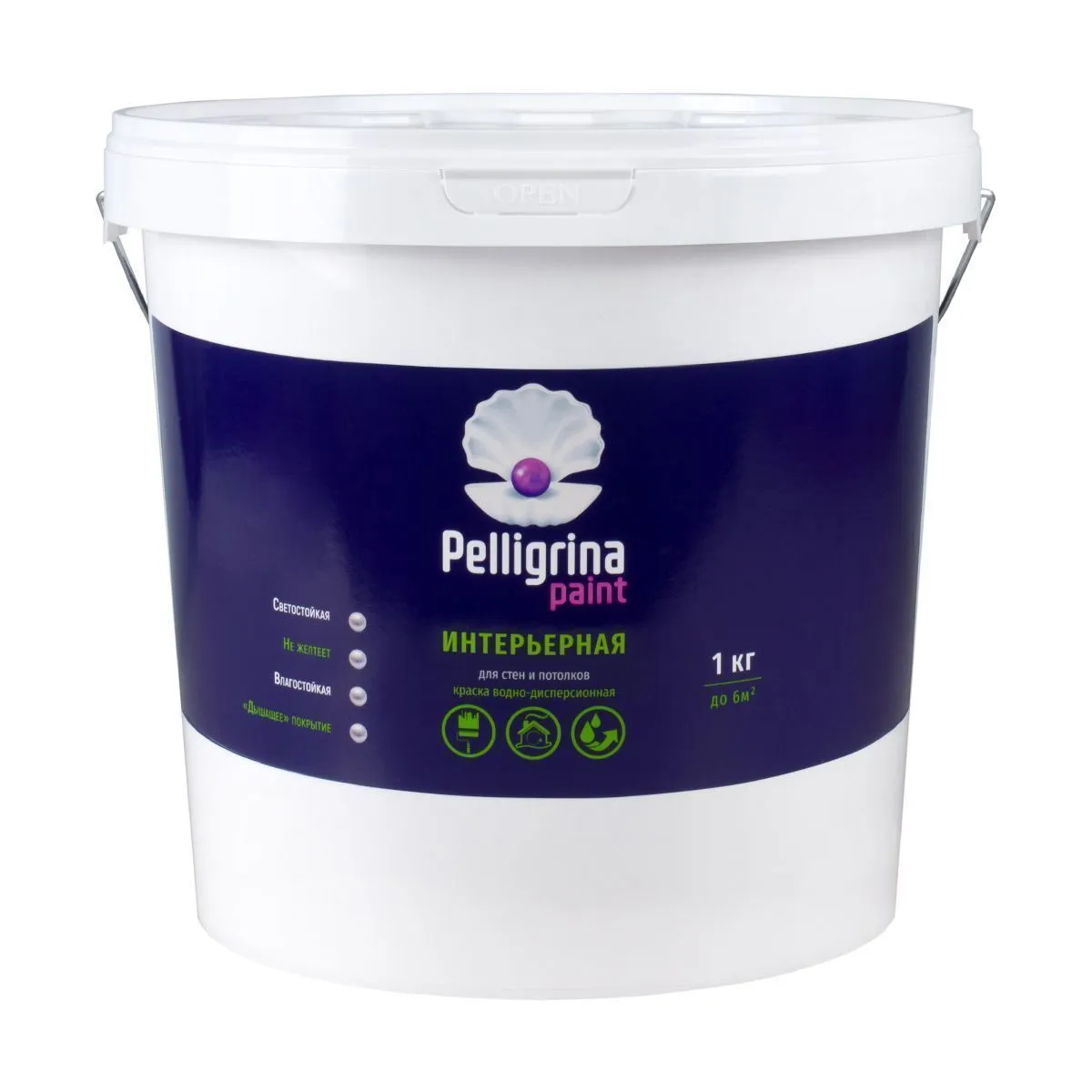 КРАСКА АКРИЛ. ИНТЕРЬЕРНАЯ ВЛАГОСТОЙКАЯ БЕЛОСНЕЖНАЯ 25 КГ (1) "PELLIGRINA PAINT"