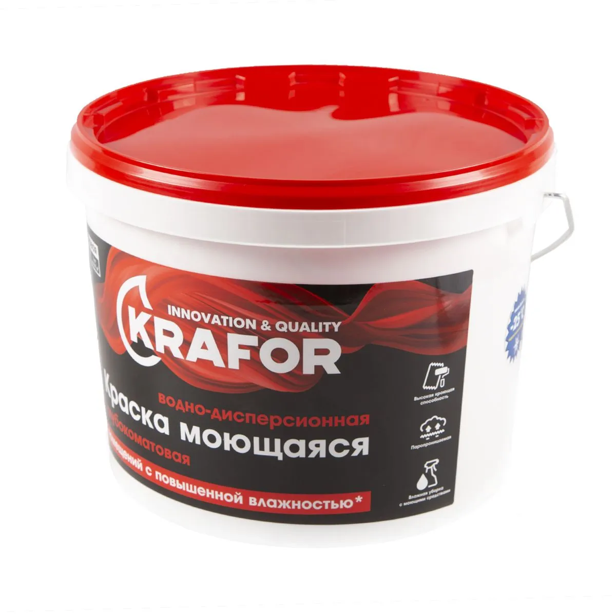 КРАСКА В/Д ИНТЕР. ГЛУБОКОМАТОВ. МОЮЩАЯСЯ 14 КГ (1) "KRAFOR"   (КРАСН.)