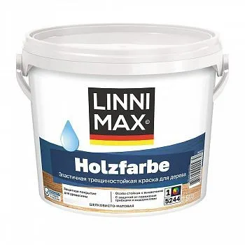 КРАСКА ПО ДЕРЕВУ "HOLZFARBE" БАЗА 1 (БЕЛАЯ) 2,5 Л (1) "LINNIMAX"