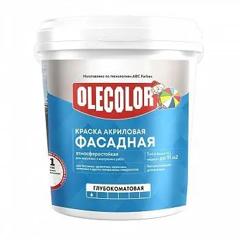 КРАСКА АКРИЛОВАЯ ФАСАДНАЯ 1 КГ / 0,625 Л (6) "OLECOLOR"