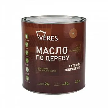 МАСЛО ПО ДЕРЕВУ "EXTERIOR TERRASE OIL" ДЛЯ НАРУЖНЫХ РАБОТ ДУБ 2,5 Л (1/6) "VERES"