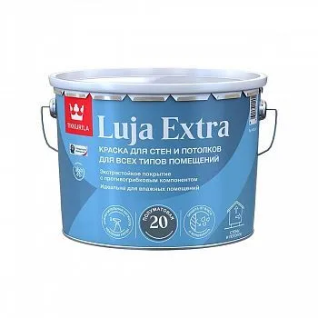 КРАСКА "LUJA EXTRA 20" БАЗА А  9 Л ПОЛУМАТОВАЯ ДЛЯ СТЕН И ПОТОЛКОВ ЭКСТРАСТОЙКАЯ (1) "ТИККУРИЛА"