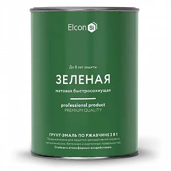 ГРУНТ-ЭМАЛЬ ПО РЖАВЧИНЕ 3 В 1 МАТОВАЯ ЗЕЛЕНАЯ  0,8 КГ (1/12) "ELCON"