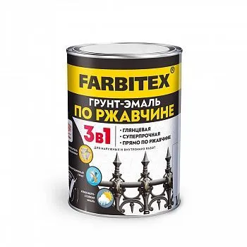 ГРУНТ-ЭМАЛЬ ПО РЖАВЧИНЕ 3 В 1 ГРАФИТ 1,8 КГ (1/6) "FARBITEX"