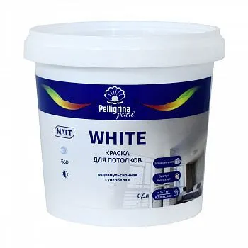 КРАСКА "WHITE" ДЛЯ ПОТОЛКОВ БАЗА А 0,9 Л (1/8) "ПЕЛЛИГРИНА ЖЕМЧУГ"