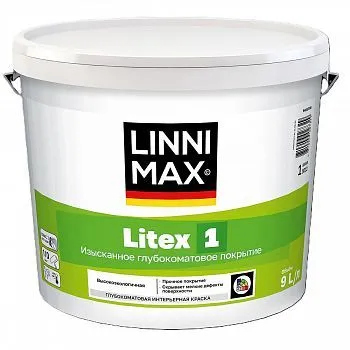 КРАСКА ИНТЕРЬЕРНАЯ "LITEX 1" БАЗА 1 (БЕЛАЯ) 9 Л (1) "LINNIMAX"