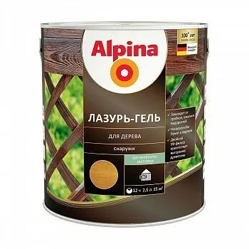 ЛАЗУРЬ-ГЕЛЬ ДЕРЕВОЗАЩИТНАЯ ТИК  2,5 Л (1/4) "ALPINA"