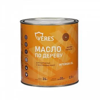 МАСЛО ПО ДЕРЕВУ "INTERIOR OIL" ДЛЯ ВНУТР. И НАРУЖНЫХ РАБОТ ДУБ 2,5 Л (1/6) "VERES"