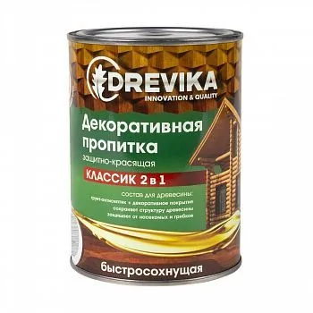 ПРОПИТКА ДЕКОРАТИВНАЯ "КЛАССИК 2 В 1" БЕСЦВЕТНЫЙ 0,75 Л (1/8) "DREVIKA"