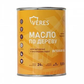 МАСЛО ПО ДЕРЕВУ "INTERIOR OIL" ДЛЯ ВНУТР. И НАРУЖНЫХ РАБОТ СОСНА 0,85 Л (1/14) "VERES"