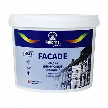КРАСКА "FAСADE" ДЛЯ ФАСАДОВ И ЦОКОЛЕЙ АКРИЛОВАЯ БАЗА С 9 Л (1) "ПЕЛЛИГРИНА ЖЕМЧУГ"