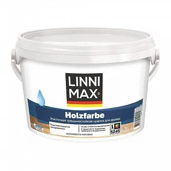 КРАСКА ПО ДЕРЕВУ "HOLZFARBE" БАЗА 1 (БЕЛАЯ) 1,25 Л (1) "LINNIMAX"