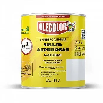 ЭМАЛЬ АКРИЛОВАЯ МАТОВАЯ БЕЛАЯ 3,5 КГ (1/4) "OLECOLOR"