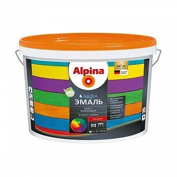 ЭМАЛЬ АКРИЛОВАЯ "АКВА" ПО МЕТАЛЛУ ГЛЯНЦ. БАЗА 1  БЕЛАЯ 10 Л (1) "ALPINA"