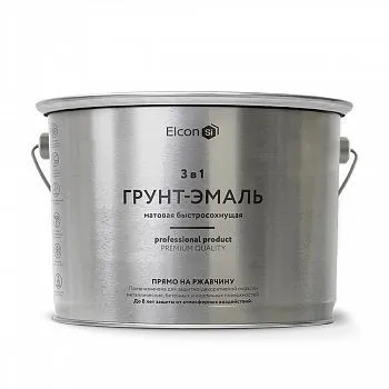 ГРУНТ-ЭМАЛЬ ПО РЖАВЧИНЕ 3 В 1 МАТОВАЯ ЧЕРНАЯ 10 КГ (1) "ELCON"