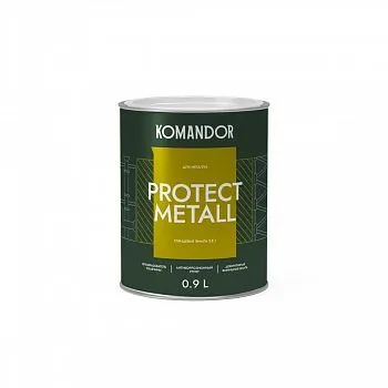 ГРУНТ-ЭМАЛЬ ПО РЖАВЧИНЕ 3 В 1 "PROTECT METALL" ГЛЯНЦЕВАЯ БАЗА A 0,9 Л (1/6) "KOMANDOR"
